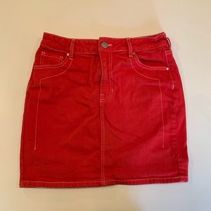 Red, denim skirt, size 26